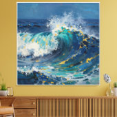 Moderne Abstracte Oceaan -Groenblauwe Kust Canvas- Canvas Afdruk (Insitu (Woonkamer))
