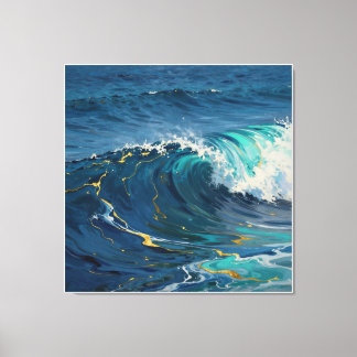 Moderne Abstracte Oceaan -Groene Kust Canvas - Kun Afdruk