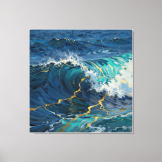 Moderne Abstracte Oceaan -Turquoise Kust Canvas-Ku Canvas Afdruk