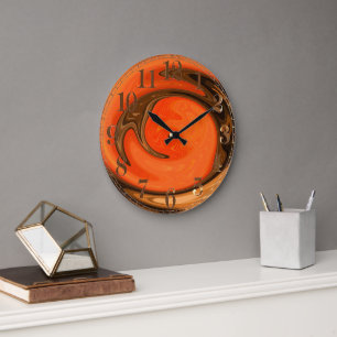 Moderne Abstracte Oranje bruine zonnewandklok Grote Klok