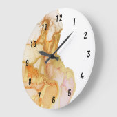 Moderne Abstracte Oranje Peach Gold Large-Klock Grote Klok (Hoek)