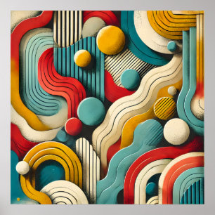 Moderne abstracte organische vormen in vette muurk poster