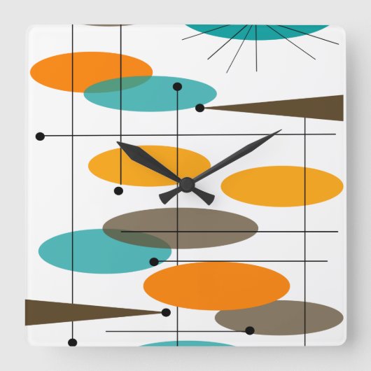 Moderne Abstracte ovalen uit de middeleeuwen Vierkante Klok (Voorkant)