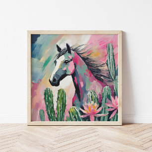 Moderne Abstracte paarden en vetplanten Poster