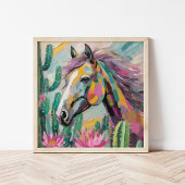Moderne Abstracte paarden en vetplanten Poster
