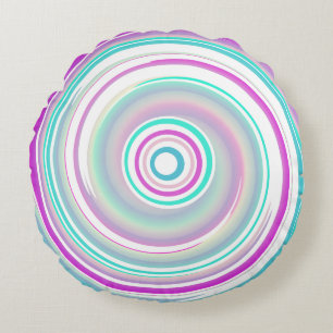 Moderne Abstracte Paarse Blauwgroen spiraal Rond Kussen