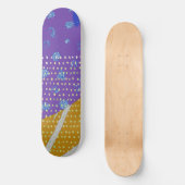 Moderne Abstracte Paarse Geel en Stippen Skateboard (Voorkant)