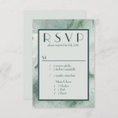 Moderne Abstracte pagina Groene Waterverf RSVP met (Voorkant / Achterkant)