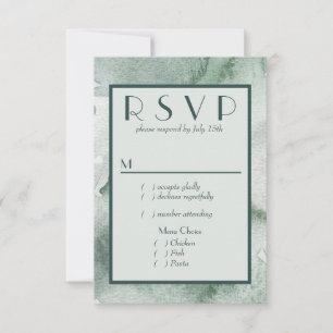 Moderne Abstracte pagina Groene Waterverf RSVP met Kaartje