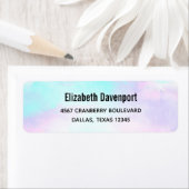 Moderne Abstracte pasteelblauw en Paarse Waterverf Etiket (Insitu)