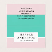 Moderne Abstracte pastroze en Mint Professional Visitekaartjes (Buitenkant ongevouwen)