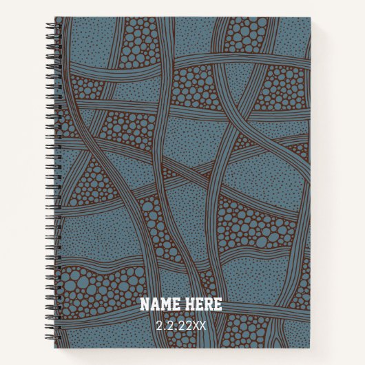 Moderne Abstracte Patroon script Aangepaste Naam Notitieboek (Voorkant)