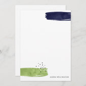 Moderne Abstracte penseelkaartje voor gebladerte Notitiekaartje (Voorkant / Achterkant)