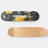 Moderne Abstracte penseelstreken Aangepaste naam Skateboard (Horizontaal)