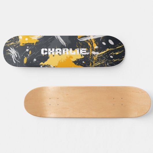 Moderne Abstracte penseelstreken Aangepaste naam Skateboard (Horizontaal)