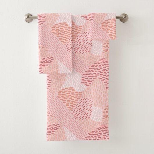Moderne Abstracte penseelstreken, pit, roze Bad Handdoek (Insitu)