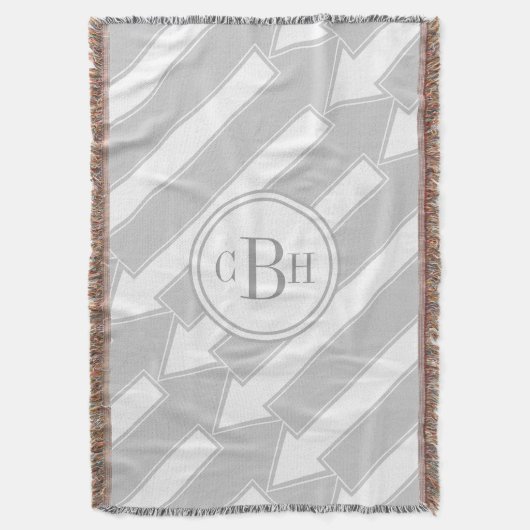 Moderne Abstracte pijlgrijze monogram patroon Deken (Voorkant Verticaal)