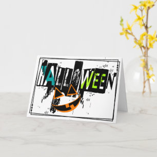 Moderne Abstracte Pompoen Glimlach Halloween Kaart