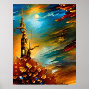 Moderne Abstracte, prachtige, blauwgroen gouden Po Poster