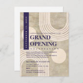 Moderne Abstracte Regenboog Marineblauw Grand Open Uitnodiging Briefkaart (Voorkant / Achterkant)