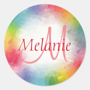 Moderne Abstracte regenboog-Sjabloon Ronde Sticker