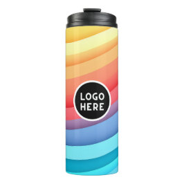 Moderne Abstracte regenbooggolven met je Logo Thermosbeker