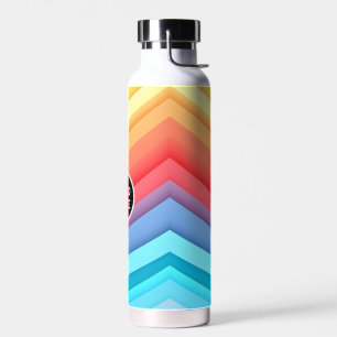 Moderne Abstracte regenbooggolven met je Logo Waterfles