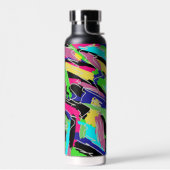 Moderne Abstracte regenboogkleuren Waterfles (Links)