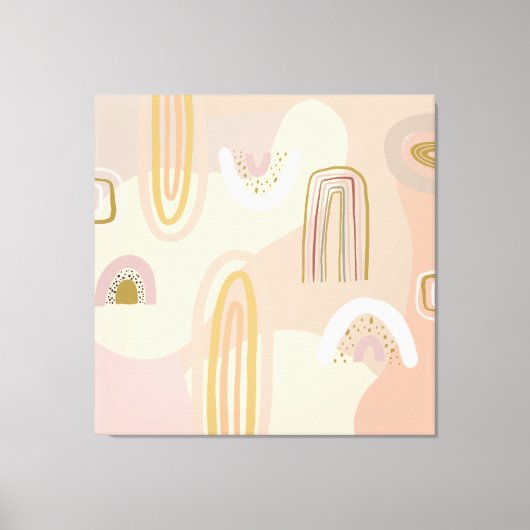 Moderne Abstracte regenboogschaafpatronen beige Pi Canvas Afdruk (Voorkant)