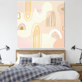 Moderne Abstracte regenboogschaafpatronen beige Pi Canvas Afdruk (Insitu (Slaapkamer))