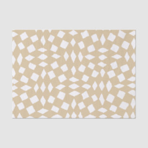 Moderne Abstracte Retro Beige Checker Pattern Tissuepapier