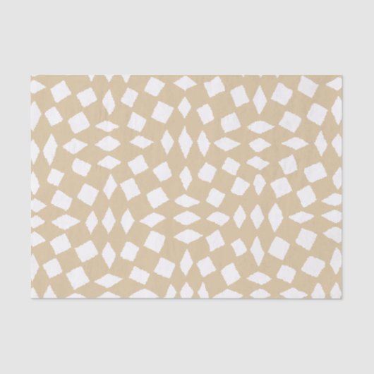 Moderne Abstracte Retro Beige Checker Pattern Tissuepapier (Voorkant)