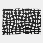 Moderne Abstracte Retro Black White Checker Patter Theedoek (Horizontaal)