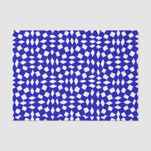 Moderne Abstracte Retro Royal Blue Checker Pattern Tissuepapier (Voorkant)