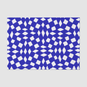 Moderne Abstracte Retro Royal Blue Checker Pattern Tissuepapier
