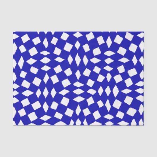 Moderne Abstracte Retro Royal Blue Checker Pattern Tissuepapier (Voorkant)