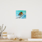 Moderne abstracte Robin-vogel op waterverf Poster (Keuken)