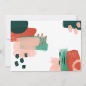 Moderne abstracte rode afbeelding, roze + groene v aankondiging (Achterkant)