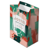 Moderne abstracte rode afbeelding, roze + groene v medium cadeauzakje (Voorkant Gekanteld)