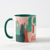 Moderne abstracte rode afbeelding, roze + groene v mok (Links)