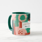 Moderne abstracte rode afbeelding, roze + groene v mok (Voorkant links)