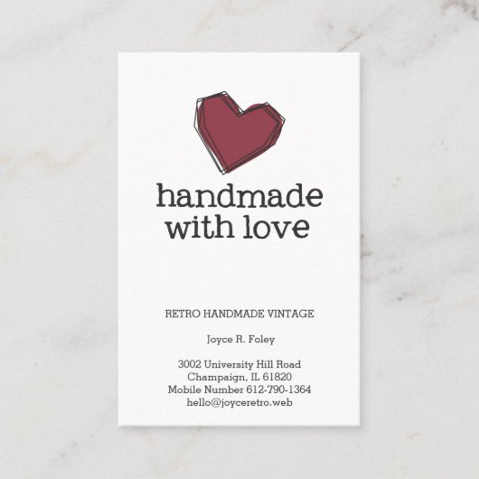 Moderne Abstracte rode hartslag gemaakt met liefde Visitekaartje (Voorkant)