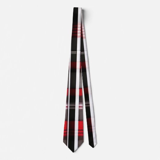 Moderne Abstracte Rood-Zwarte Plaid Collectie Stropdas (Voorkant)