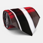 Moderne Abstracte Rood-Zwarte Plaid Collectie Stropdas (Opgerold)