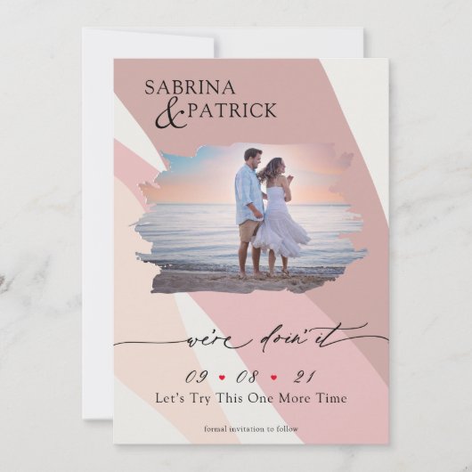 Moderne Abstracte Roos Blush foto Save The Date (Voorkant)