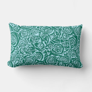 Moderne Abstracte Roos Patroon, Teal en Aqua Kussen