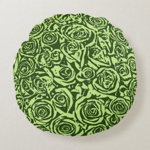 Moderne abstracte roospatroon, limoengroen rond kussen