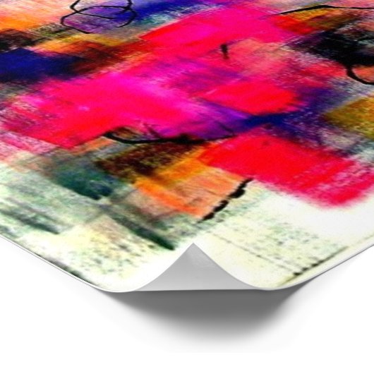 Moderne Abstracte roze acrylverf Poster (Hoek)