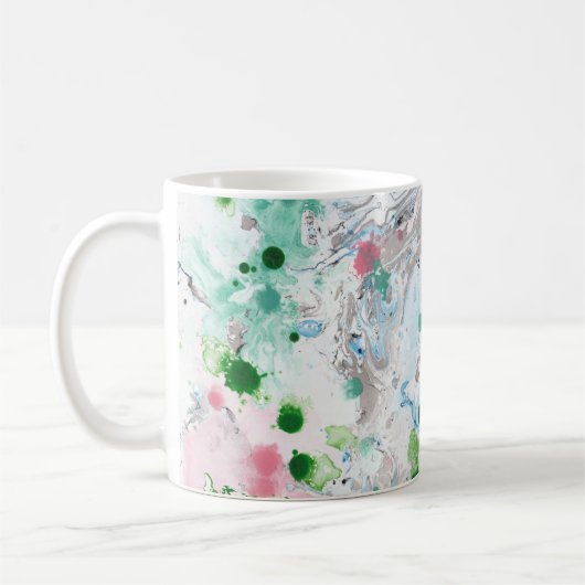 Moderne Abstracte roze blauwe kleuren Sjabloon Koffiemok (Links)