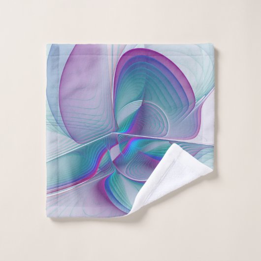 Moderne Abstracte roze blauwe turquoise Fractal Ar Bad Handdoek (Wasdoekje)